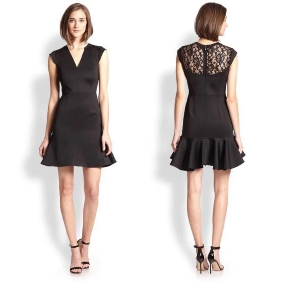 Rebecca Taylor Vintage Mod Panel Scuba & Lace Cocktail Little Black Dress NWT
